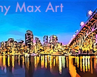 False Creek: felle lichten. Kunstprints van Vancouver, schilderijen van Vancouver, stadskunst van Vancouver, wanddecoratie van Vancouver, schilderijen van False Creek