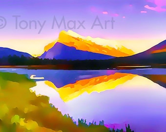 Mount Rundle and Vermillion Lake 3.  Alberta art, Alberta paintings, Banff National Park, Alberta prints, Banff paintings, Banff art