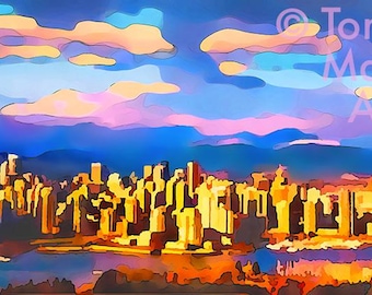 Vancouver-vooruitzichten.  Vancouver-kunstprints, Vancouver-schilderijen, Vancouver-prints, False Creek-kunst, False Creek-prints, False Creek-schilderijen