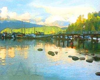 Deep Cove: van de rotsen.  Deep Cove-kunst, BC-kunst, British Columbia-kunst, North Vancouver-kunst, Vancouver-kunst, Vancouver-schilderijen,