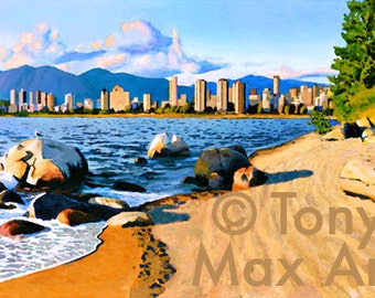 Kitsilano Beach, Vancouver prints, Canadian urban art, Vancouver art prints, BC fine art, BC giclees, BC wall art, western Canadian art