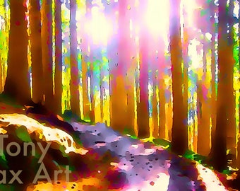 Mountain Forest Trail – Impressionist.  British Columbia art, BC coast art, Vancouver art, BC parks paintings, forest trails prints, BC art