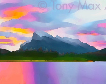 Mount Rundle and Vermillion Lake 2.  Alberta art, Alberta paintings, Banff National Park, Alberta prints, Banff paintings, Banff art