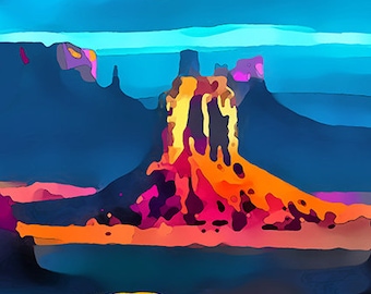 Southwest Art 2 – Verticaal.  Utah kunst, Arizona kunst, Utah schilderijen, Arizona schilderijen, Zuidwesten VS schilderijen, mesa kunst, mesa schilderijen