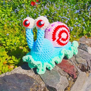 Gary plyschsnigeln virkmönster, amigurumi snigelmönster, söt snigel plysch, virkat djurmönster, nybörjarleksak, PDF virkmönster