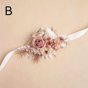 Getrocknete Blumen Corsage Set, Floral Handgelenk Corsage und Boutonniere, Neutral Cottagecore Blumen Zubehör, konserviertes Blumen Geschenk für Hochzeiten Bild 5