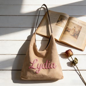 Custom Suede Travel Tote Bag | Personalized Text/Art | Soft Suede Material | Large Vacation Shoulder Bag | Gift for Travelers & Birthdays