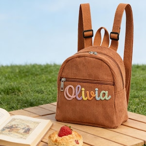 Mini mochila de pana personalizada / Color liso sencillo / Regalo para el Día de la Madre, regalo para el Día del Niño, bolso pequeño versátil