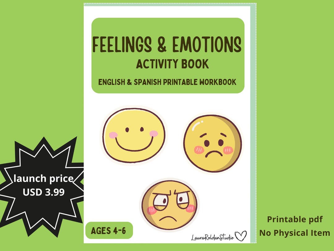 Feelings and Emotions Activity Book for Kids -english and Spanish ...