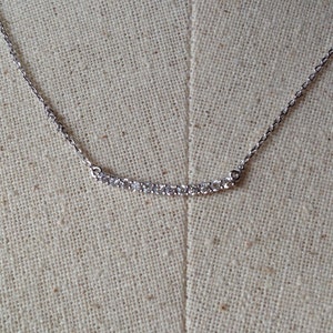 Pavé Bar Necklace in Silver, Dainty Bar Necklace