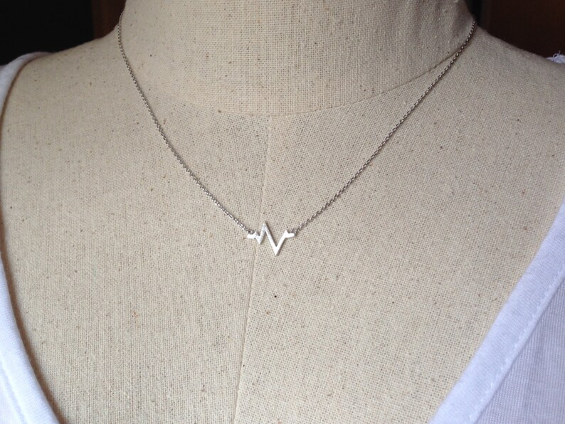 Silver Heartbeat Necklace, Dainty Necklace image 4