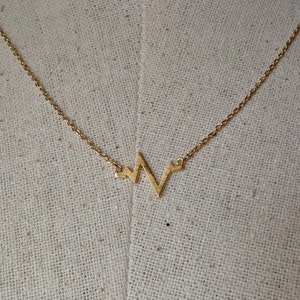 Gold Heartbeat Necklace, 14k Gold plated, Dainty Necklace image 2