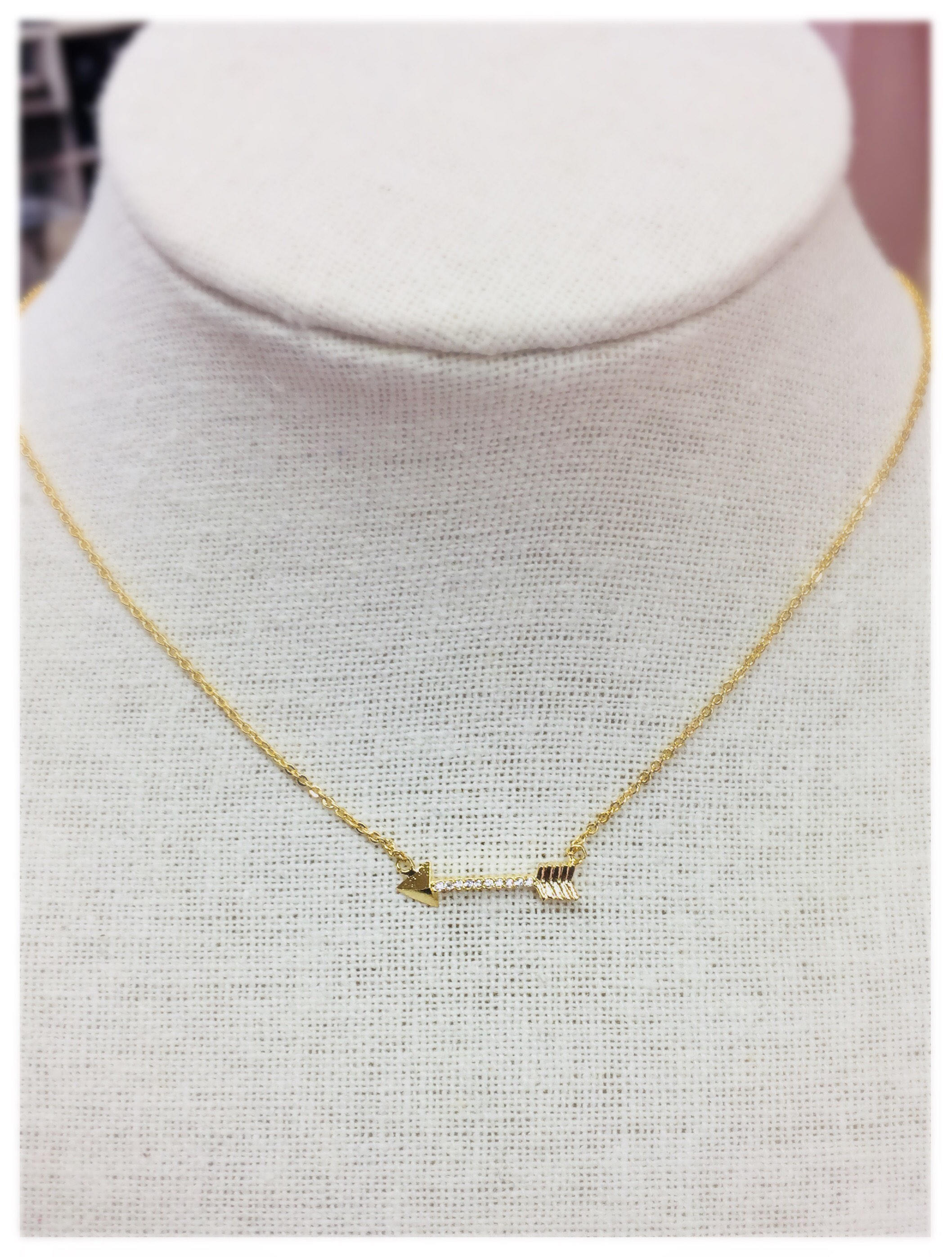 Arrow Crystal Necklace, 14k Gold Plated, Dainty Arrow Necklace - Etsy
