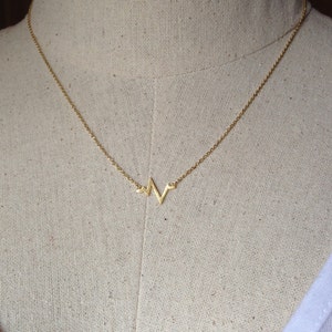 Gold Heartbeat Necklace, 14k Gold plated, Dainty Necklace image 3