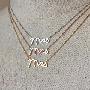 Mrs Necklace, 14k Gold plated/Rose Gold/Silver, Dainty Necklace image 6