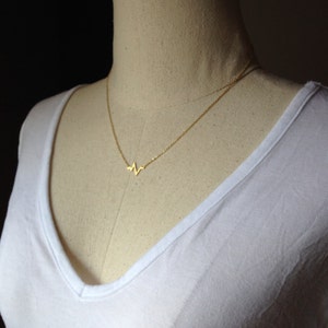 Gold Heartbeat Necklace, 14k Gold plated, Dainty Necklace image 5