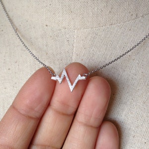 Silver Heartbeat Necklace, Dainty Necklace image 3