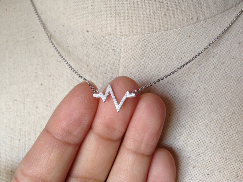 Silver Heartbeat Necklace, Dainty Necklace image 3