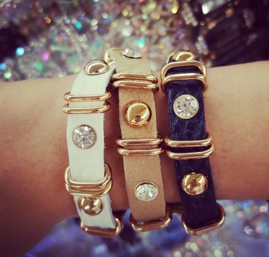 Rhinestones Genuine Leather Wrap Bracelet Genuine Leather Etsy