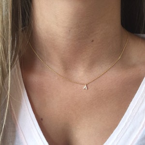Pavé Initial Necklace, 18k Gold plated, Silver Plated, Dainty Necklace, Tiny Initial Necklace