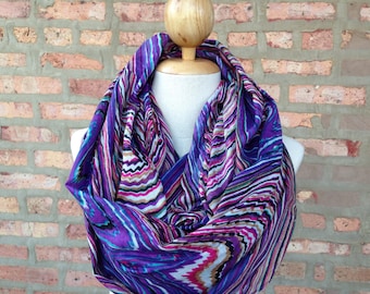 Wave Print Scarf, Infinity Scarf, Spring Scarf, Women's Scarf
