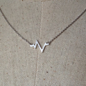 Silver Heartbeat Necklace, Dainty Necklace image 1