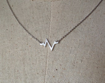 Silver Heartbeat Necklace, Dainty Necklace