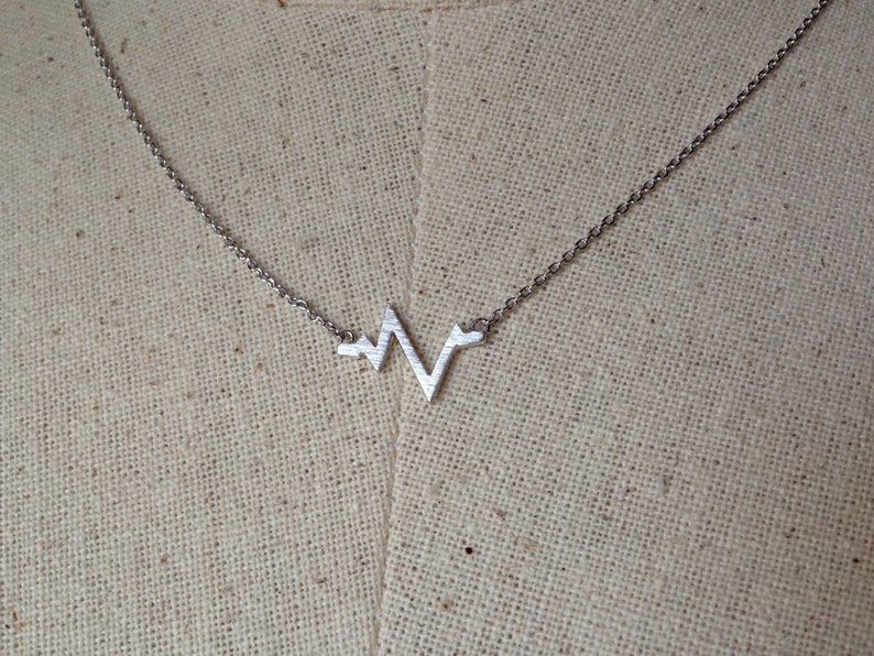 Silver Heartbeat Necklace, Dainty Necklace image 1