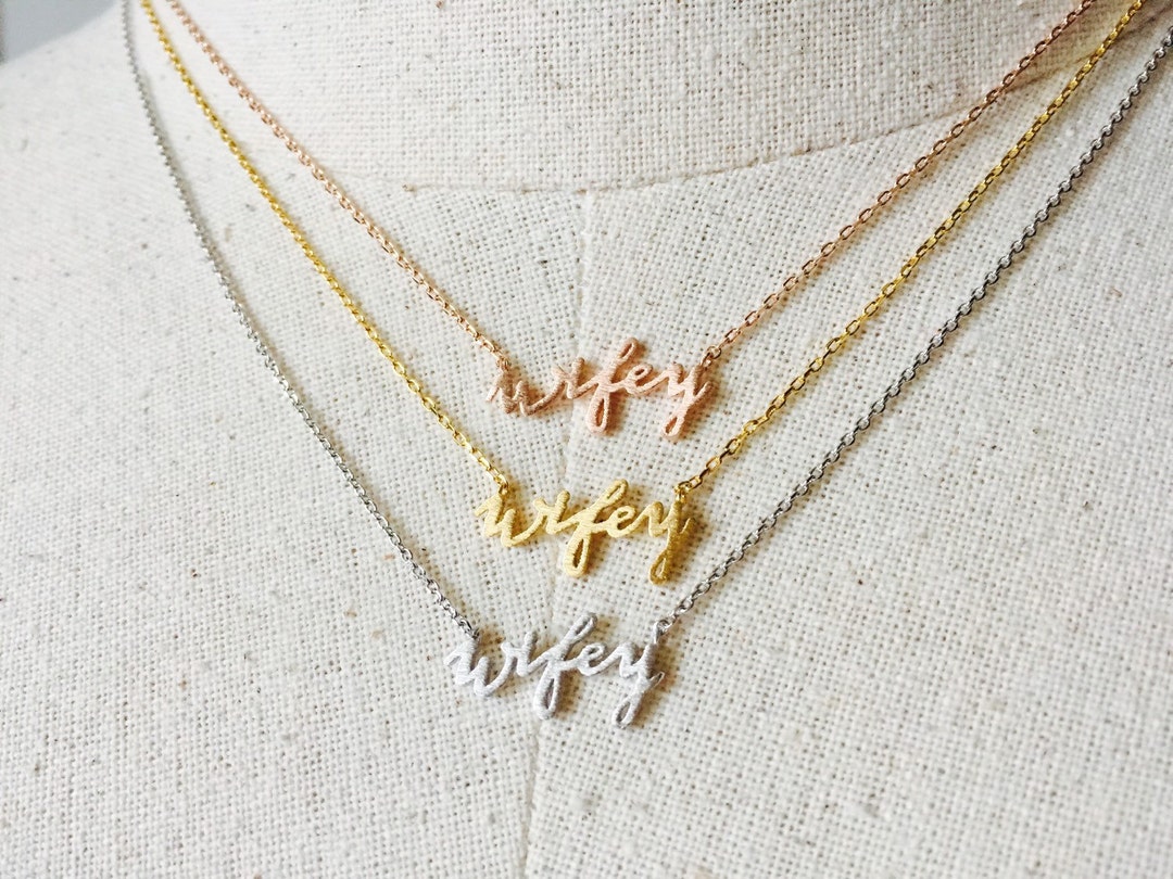 Wifey Necklace, 14k Gold Plated/rose Gold/silver, Dainty Necklace - Etsy