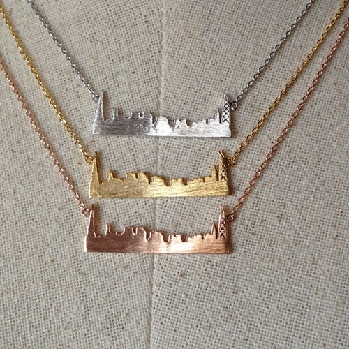 Chicago Skyline Necklace 14k Gold Plated/rose Gold/silver Etsy