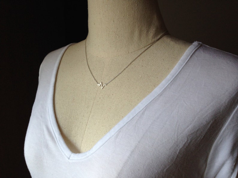 Silver Heartbeat Necklace, Dainty Necklace image 5