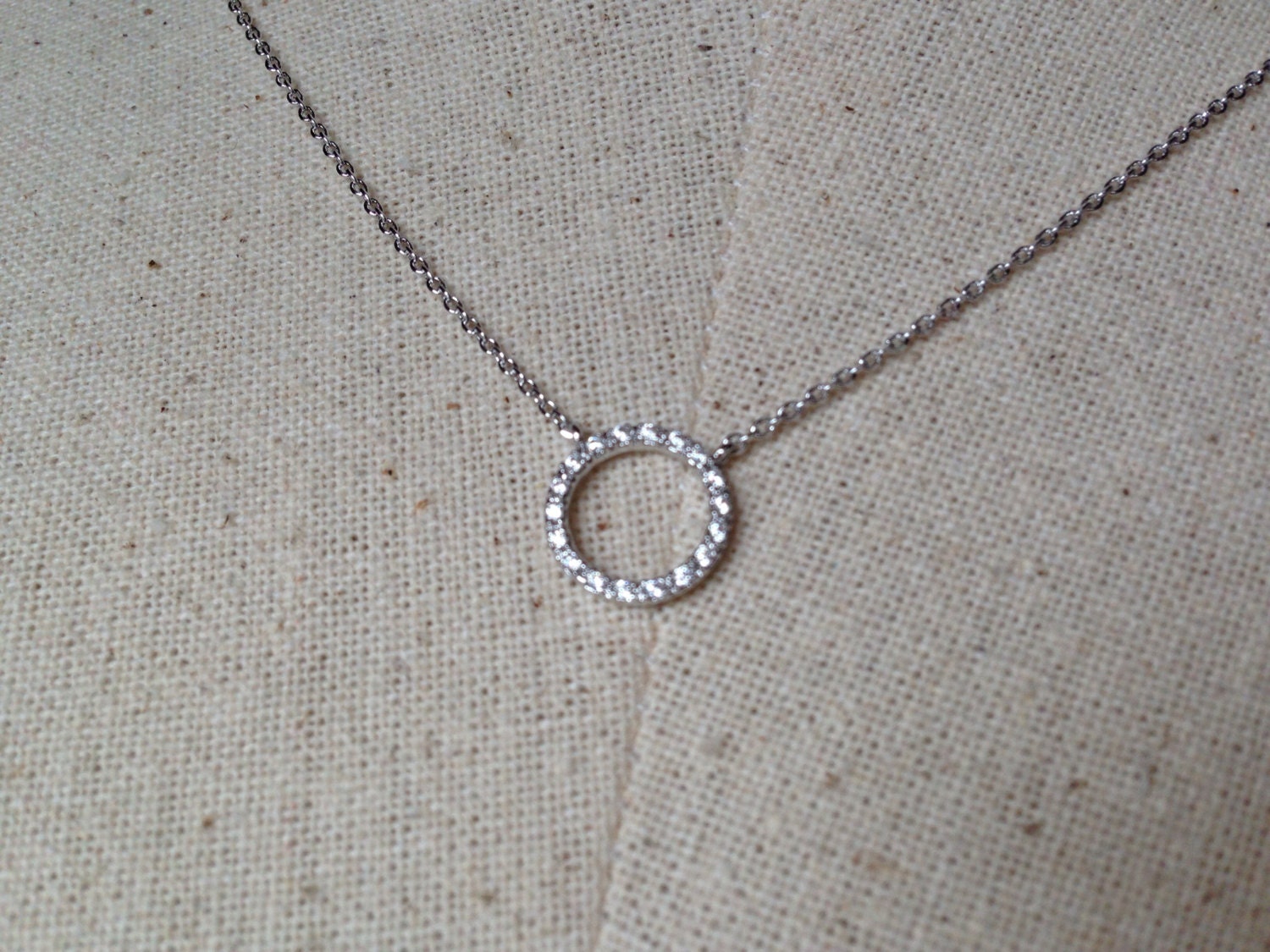 Silver Chain with Micro Pave Round Clasp Necklace