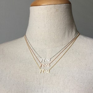 Mrs Necklace, 14k Gold plated/Rose Gold/Silver, Dainty Necklace image 7