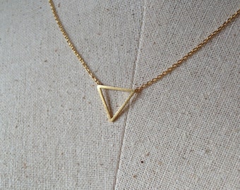 Gold Triangle Necklace, 14k Gold plated, Dainty Necklace