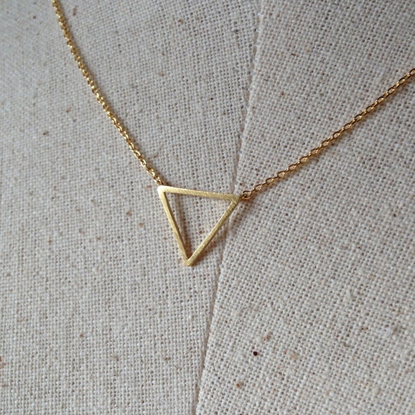 Gold Triangle Necklace, 14k Gold plated, Dainty Necklace