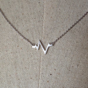 Silver Heartbeat Necklace, Dainty Necklace image 2