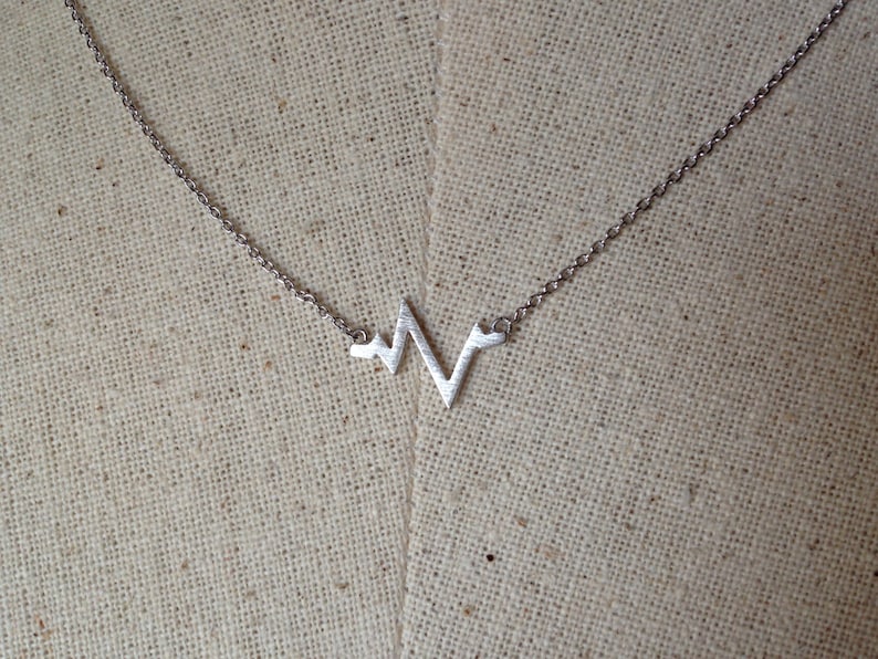 Silver Heartbeat Necklace, Dainty Necklace image 2