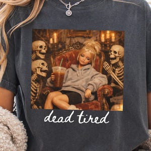 Dead Tired Mom PNG Funny Fall Png, Retro Doll Face Meme Sublimation Design, Trendy Halloween Lover Shirt Png Digital Download