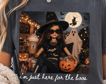 Gewoon hier voor de Boos PNG, Funny Doll Face Meme Halloween Png, Spooky Cute Sublimation Design, Fall Png Halloween Humor, Digitale Download