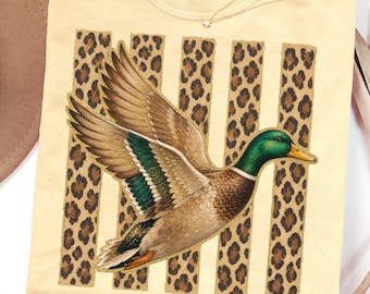 Preppy Duck Stripes PNG,, Coastal Summer Animal Graphic, Striped Leopard Mallard Duck Digital Download