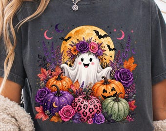 Ghost Blowing Bubble Gum PNG, Trendy Floral Ghost Png, Cute Halloween Sublimation Design, Girly  Fall Png, Preppy Autumn Png