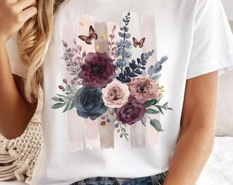 Trendy Spring Floral PNG Brushstrokes Wildflowers png Summer Flowers Sublimation Design Boho Shirt Png File Digital Download