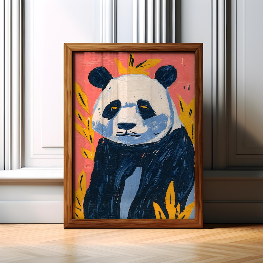 Japanese Panda Art Print, Hand Painted Watercolour Style Poster, Pastel ...