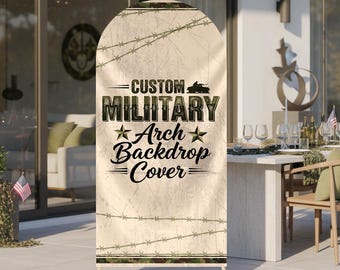 Fondo personalizado para arco de la familia del Ejército de EE. UU., pancarta personalizada con foto, logotipo y texto, letrero curvo de tela para fiestas, decoración de apoyo a las tropas, hecho en EE. UU.