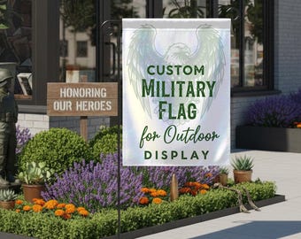 Custom Military Garden Flag 12x18 with Stand, Upload Your Design or Text, USA Army Support Outdoor Yard Flag, Flag for Soldiers & Families