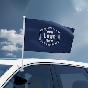 Bandiera personalizzata per auto 30 x 43 cm, con foto, logo e testo personalizzabili, resistente alle intemperie, ideale per auto, parate, eventi sportivi e altro ancora, prodotta da SignTextile.