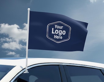 Bandera personalizada para coche de 30 x 43 cm, con foto, logotipo y texto personalizados, resistente a la intemperie, para ventanas, desfiles, eventos deportivos y más, de SignTextile.