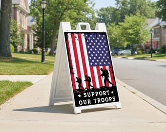 Support Our Troops Yard Sign, Patriotic USA Military Family Pride, Veteran Support Lawn Decor, Printed & Delivered, 24x36 Print Double-Sided