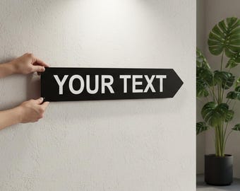 Letrero metálico de flecha derecha personalizado, señal direccional personalizada con foto, texto o logotipo, resistente a la corrosión, para interiores y exteriores, resistente a la intemperie.