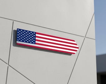 Letrero metálico personalizado con forma de flecha para el 250 aniversario del 4 de julio. Añade foto, logotipo o texto. 5 opciones de diseño. Letrero para eventos en EE. UU. Decoración para fiestas del 4 de julio. Fabricado en EE. UU.